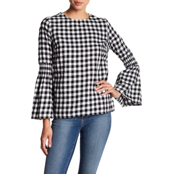 Beach Lunch Lounge Roberta Bell Sleeve Smocked Top L - Picture 3 of 16